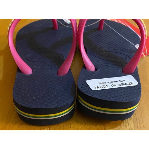 Havaianas Kids Navy & Pink Flip Flops Sz 10 - Picture 6 of 15